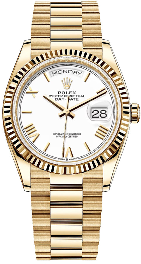 Rolex Day-Date 36 White Dial President Bracelet Unisex Watch 128238-0113