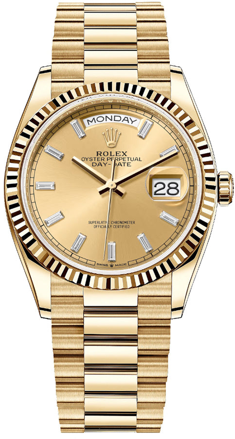 Rolex Day-Date 36 Champagne Diamond Dial Unisex Watch 128238-0132