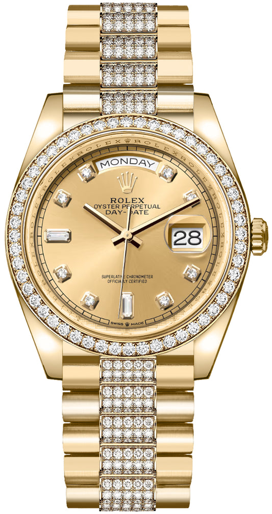 Rolex Day-Date 36 Champagne Dial Yellow Gold Women's Watch 128348RBR-0010