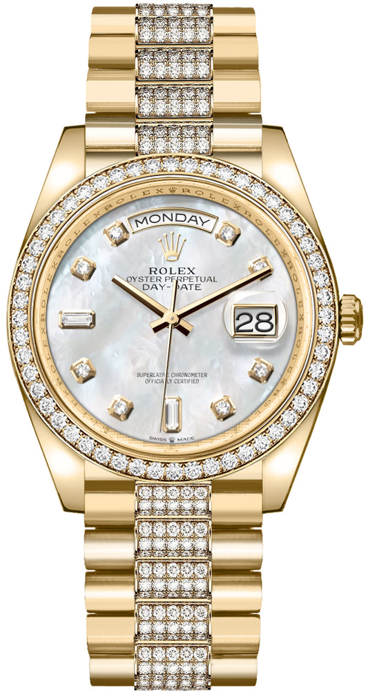 Rolex Day-Date 36 White Mother of Pearl Unisex Watch 128348RBR-0019