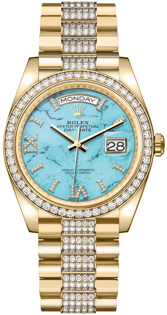 Rolex Day-Date 36 Turquoise Diamond Dial Unisex Watch 128348RBR-0038