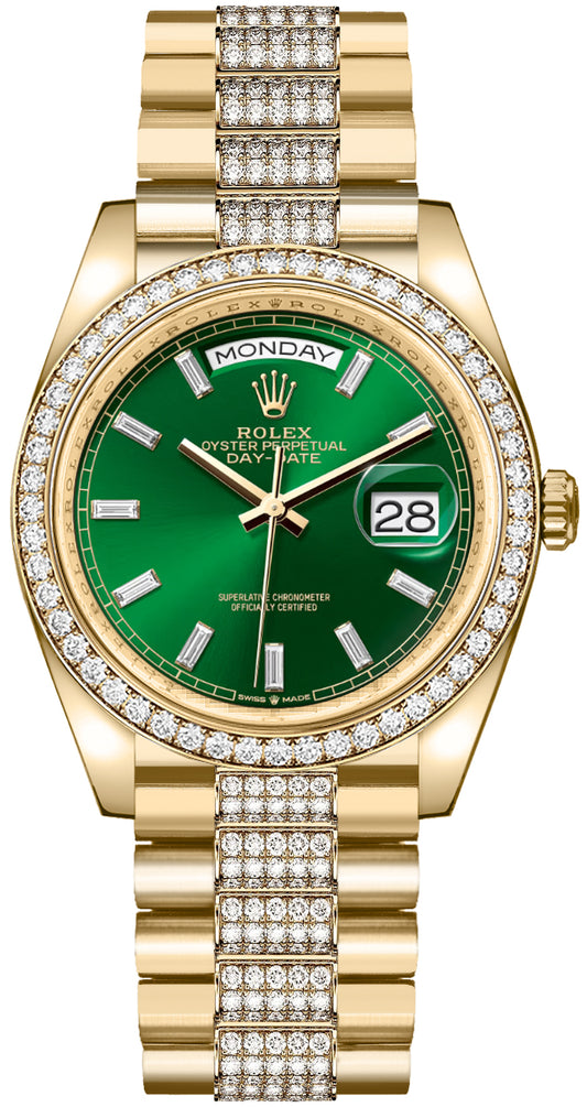 Rolex Day-Date 36 Bright Green Diamond Dial Unisex Watch 128348RBR-0079