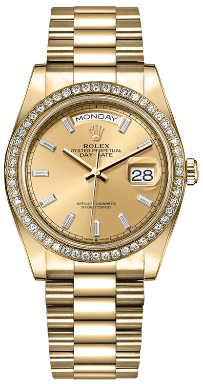 Rolex Day-Date 36 Champagne Dial Yellow Gold Women's Watch 128348RBR-0080