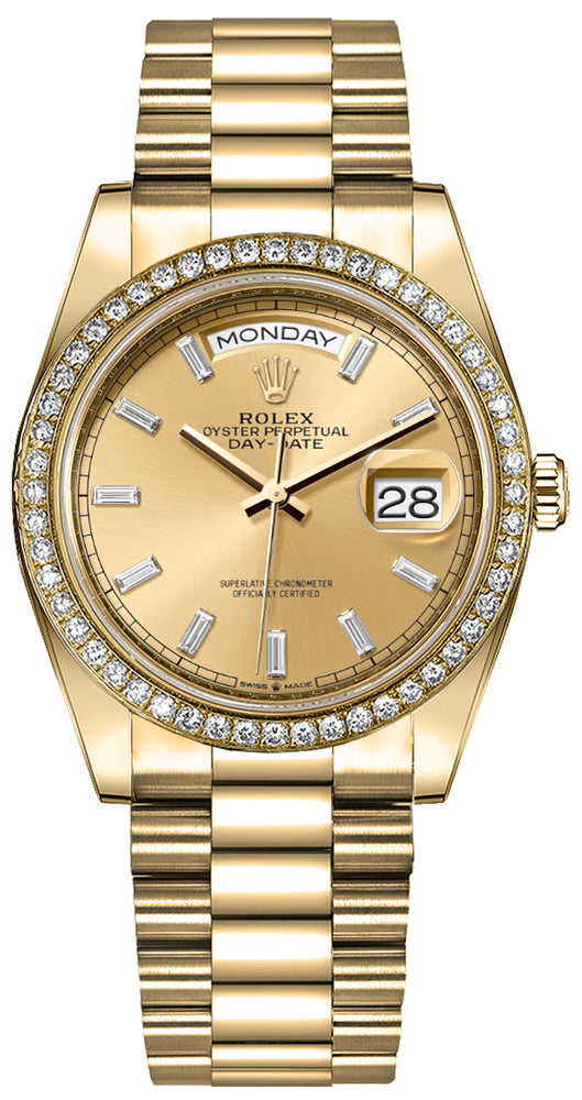 Rolex Day-Date 36 Champagne Dial Yellow Gold Women's Watch 128348RBR-0080