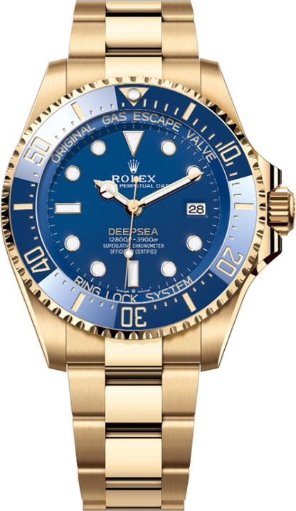 Rolex Sea-Dweller Deepsea 18k Yellow Gold Blue Ceramic Bezel Men's Watch 136668LB-0001