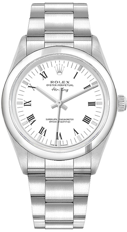 Rolex Oyster Perpetual 34 Air King White Roman Index Dial Women's Watch 14000
