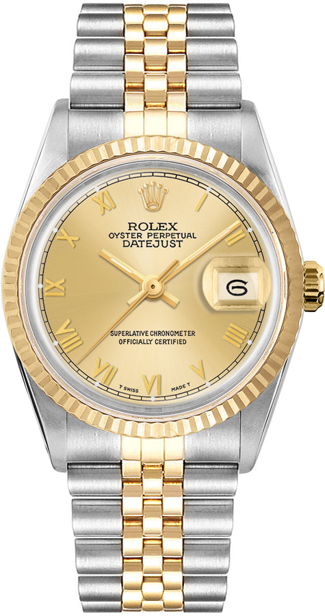 Rolex Datejust 36 Champagne Roman Numeral Dial Unisex Watch 16013