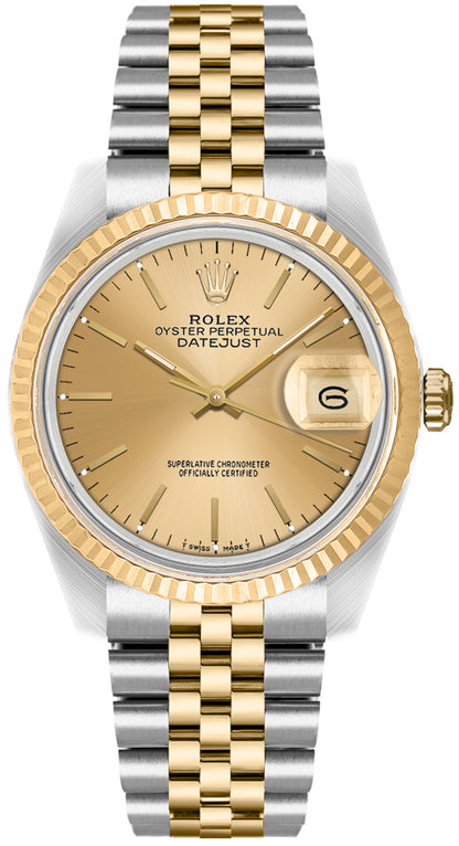 Rolex Datejust 36 Champagne Dial Unisex Watch 16233