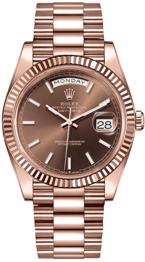 Rolex Day-Date 40 Chocolate Dial 18k Rose Gold Men's Watch 228235-0053