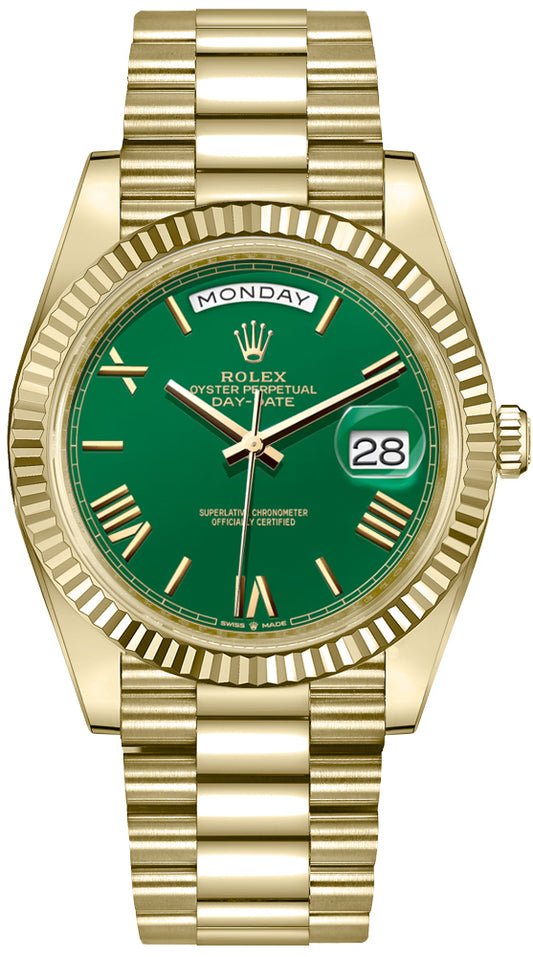 Rolex Day-Date 40 Green Dial 18k Yellow Gold Men's Watch 228238-0061