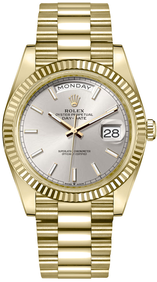 Rolex Day-Date 40 18k Yellow Gold Fluted Bezel Men's Watch 228238-0066