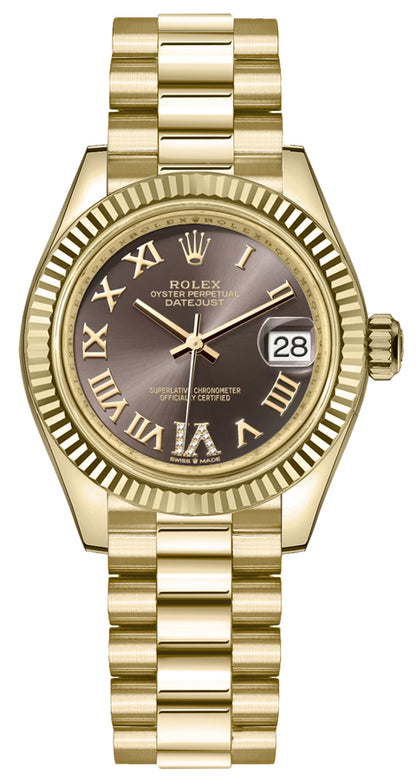 Rolex Datejust 31 Dark Grey Roman Diamond Dial Women's Watch 278278-0032