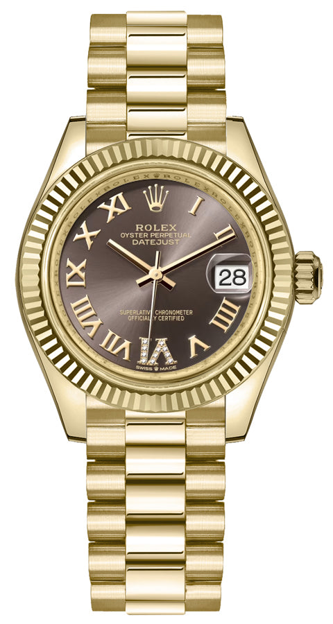 Rolex Datejust 31 Dark Grey Roman Diamond Dial Women's Watch 278278-0032
