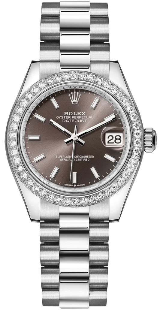 Rolex Datejust 31 Dark Grey Dial & Diamond Bezel Women's Watch 278289RBR-0014