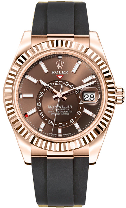 Rolex Sky-Dweller Chocolate Dial 18k Everose Gold Men's Watch 336235-0002