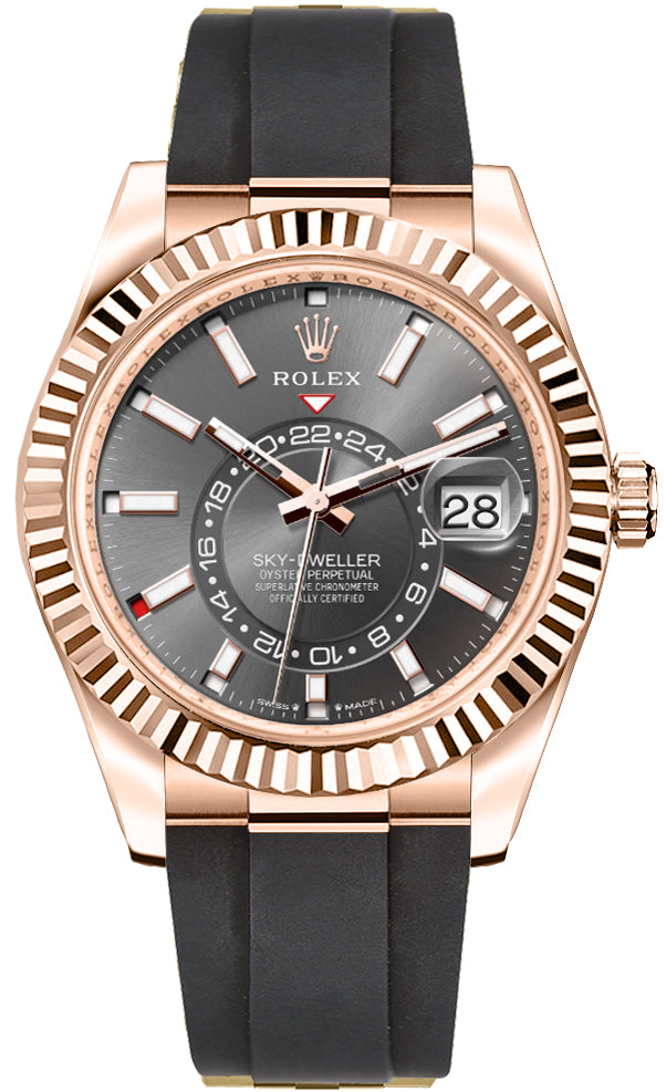 Rolex Sky-Dweller Slate Dial 18k Everose Gold Men's Watch 336235-0004