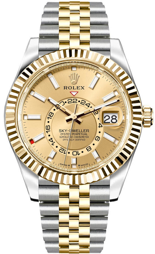 Rolex Sky-Dweller Oystersteel & Yellow Gold Champagne Men's Watch 336933-0002