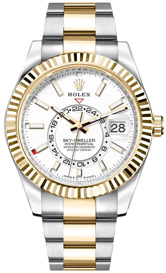 Rolex Sky-Dweller Oystersteel & Yellow Gold White Dial Men's Watch 336933-0005