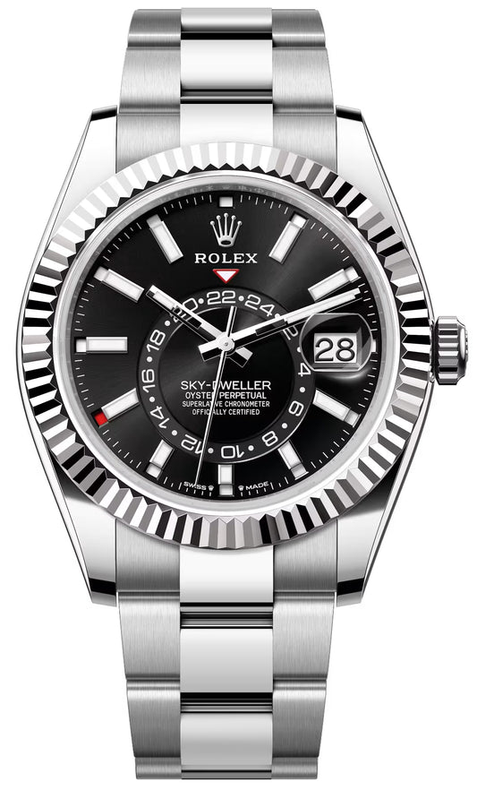 Rolex Sky-Dweller 18k White Gold Fluted Bezel Men's Watch 336934-0007