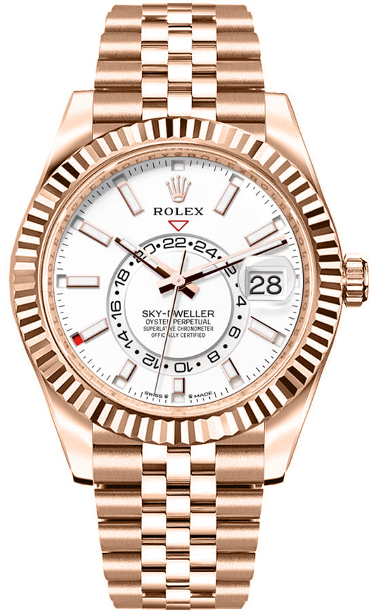 Rolex Sky-Dweller Intense White Dial Jubilee Bracelet Men's Watch 336935-0007
