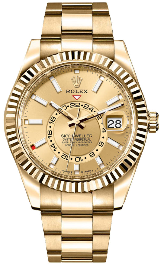 Rolex Sky-Dweller Champagne Dial 18k Yellow Gold Men's Watch 336938-0001