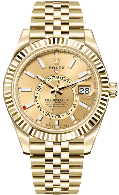 Rolex Sky-Dweller Champagne Dial Jubilee Bracelet Men's Watch 336938-0004