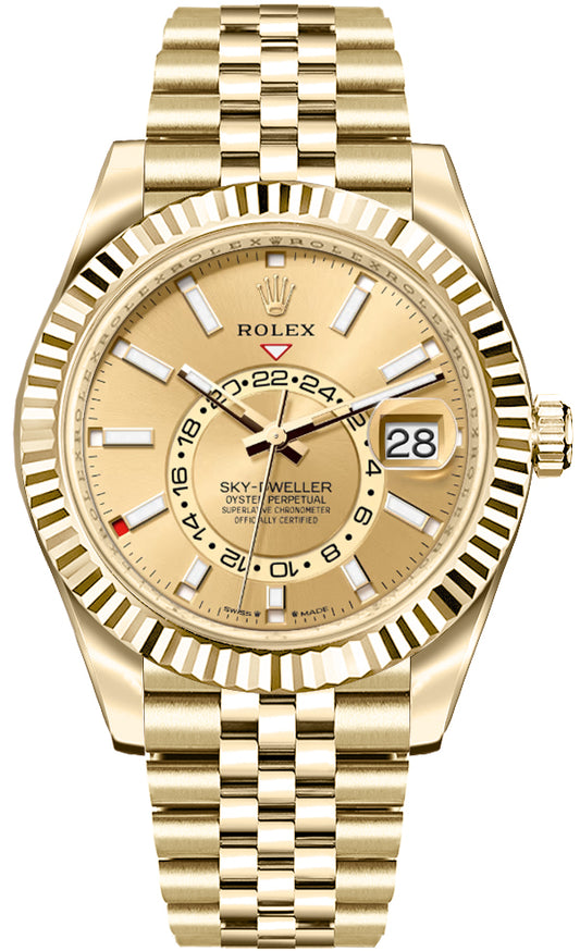 Rolex Sky-Dweller Champagne Dial Jubilee Bracelet Men's Watch 336938-0004