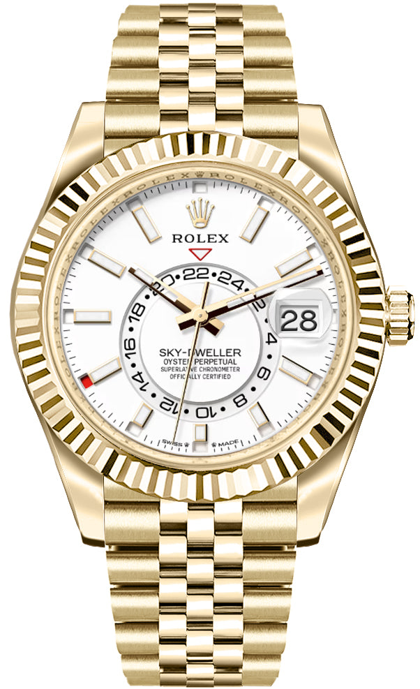 Rolex Sky-Dweller Intense White Dial Yellow Gold Men's Watch 336938-0006