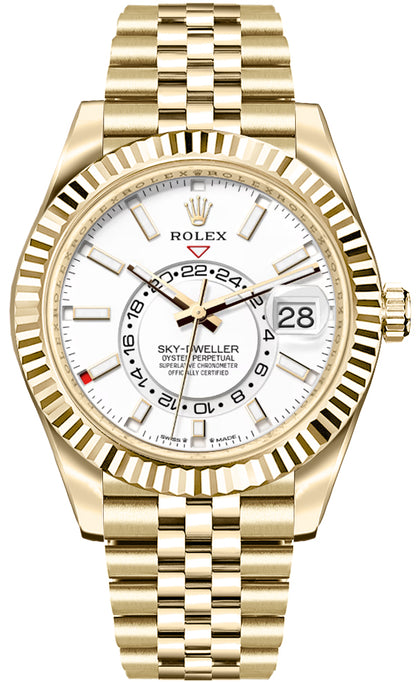 Rolex Sky-Dweller Intense White Dial Yellow Gold Men's Watch 336938-0006