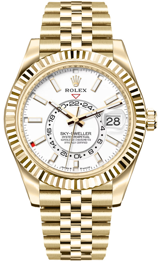 Rolex Sky-Dweller Intense White Dial Yellow Gold Men's Watch 336938-0006