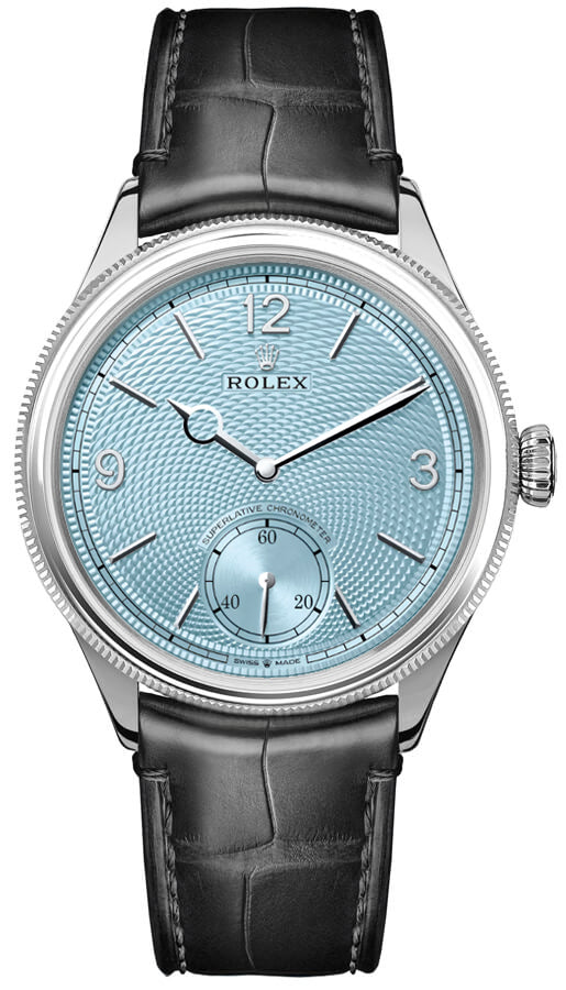 Rolex 1908 Platinum Case Black Strap Men's Watch 52506-0003