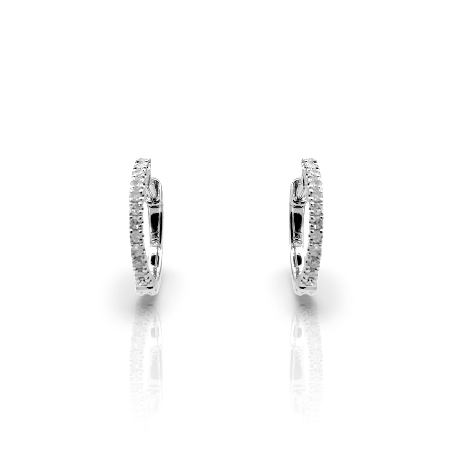 14K White Gold Diamond Hoop Earrings