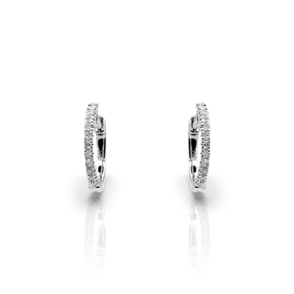 14K White Gold Diamond Hoop Earrings
