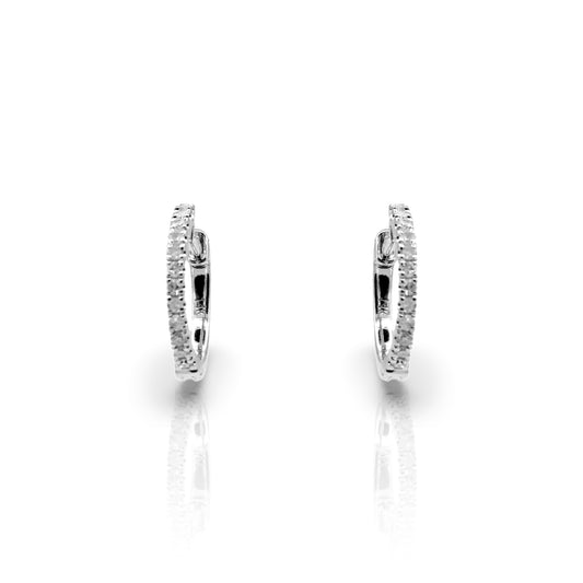 14K White Gold Diamond Hoop Earrings