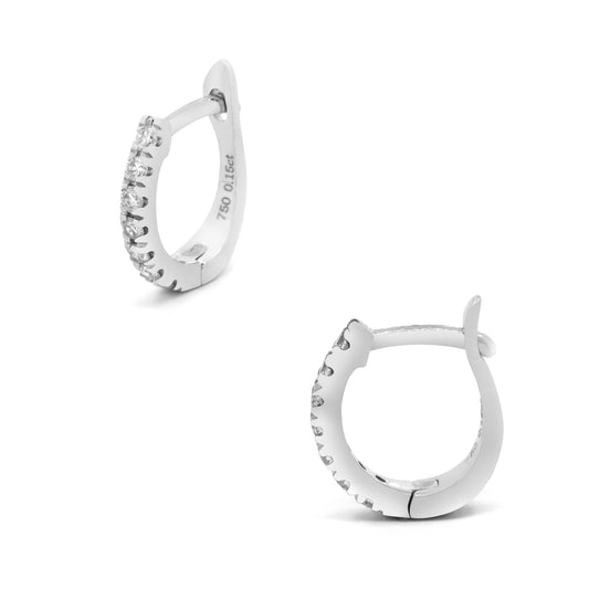 18K White Gold Diamond Small Hoop Earrings (.15 Ct. Tw.)