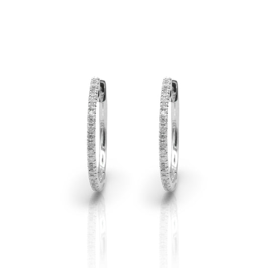 14K White Gold Diamond 19.5mm Hoop Earrings (.25 Ct. Tw.)