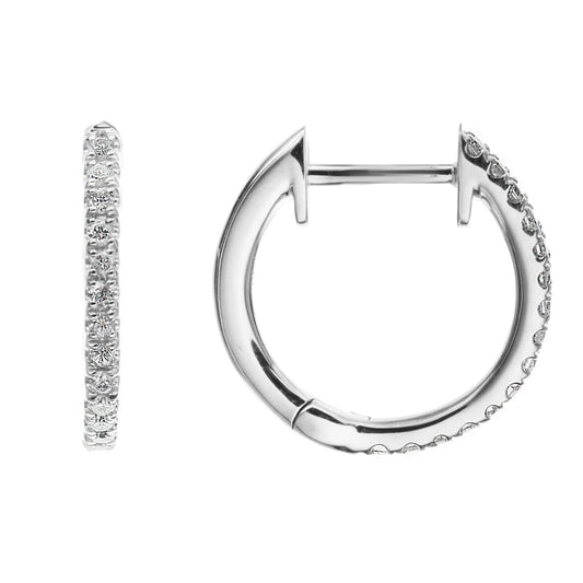 18K White Gold Diamond Hoop Earrings (.13 Ct. Tw.)