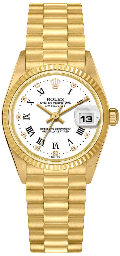 Rolex Datejust 31 18k Yellow Gold President Bracelet Women's Watch 68278