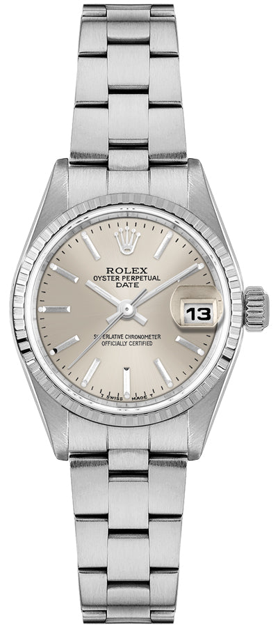 Rolex Oyster Perpetual Date Silver Dial Stainless Steel Women's Watch 69240