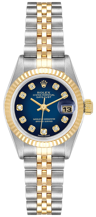 Rolex Lady-Datejust 26 Blue Diamond Dial Two-Tone Women's Watch 79173