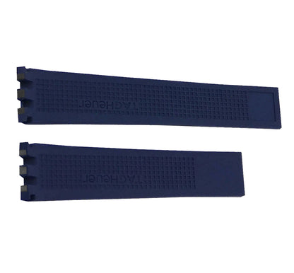 Back of FT6022 Blue Rubber Strap. Box pattern / textured. TAG Heuer logo. meant for deployment buckle
