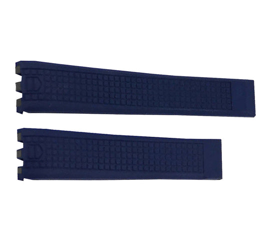 Two dark blue textured rubber watch strap replacement bands shown on a plain white background.