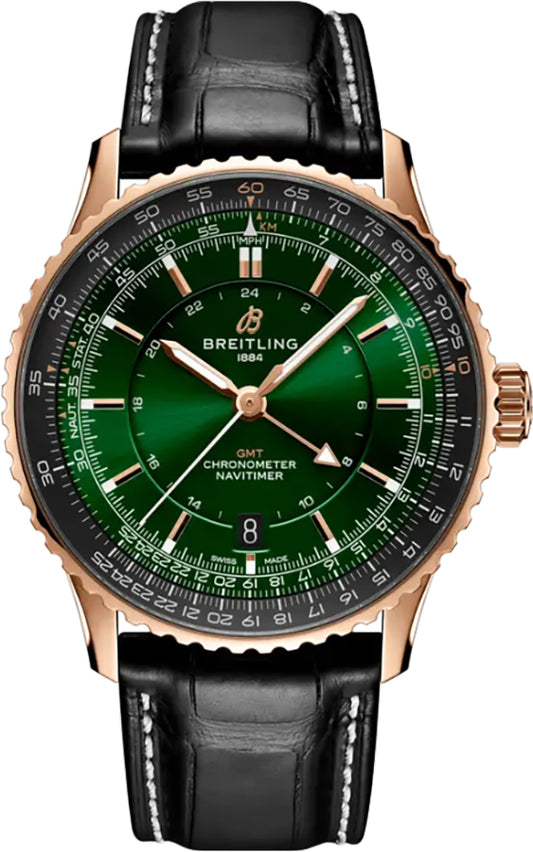 Breitling Navitimer Automatic GMT 41 18k Rose Gold Men's Watch R32310251L1P1