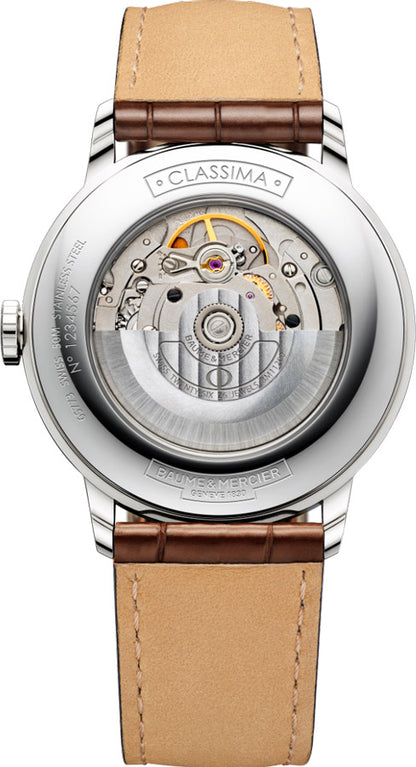 Baume & Mercier Classima White Dial Brown Leather Men's Watch 10263