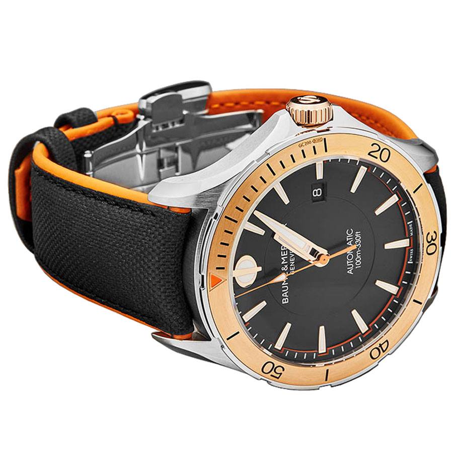 Baume & Mercier Clifton Black Dial Rose Gold Bezel Men's Watch 10424