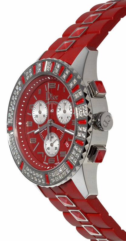 Christian Dior Christal Red Dial & Diamond Women's Luxury Watch CD11431BR001