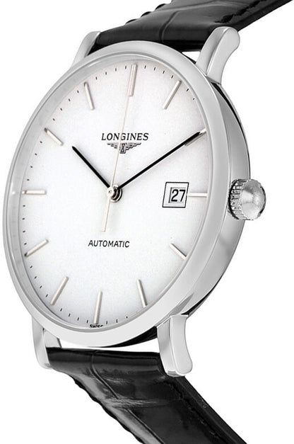 Longines Elegant Collection White Dial Black Leather 39mm Men's Watch L4.910.4.12.2
