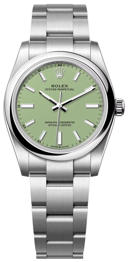 Rolex Oyster Perpetual 34 Pistachio Dial Women's Watch 124200-0006