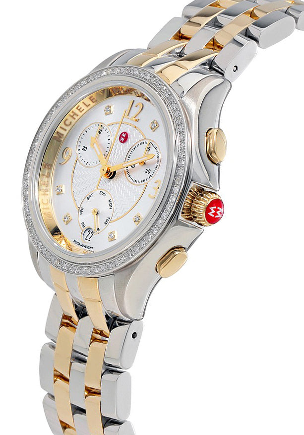 Michele Belmore Chrono Silver & Diamond Dial Ladies Watch MWW29B000006