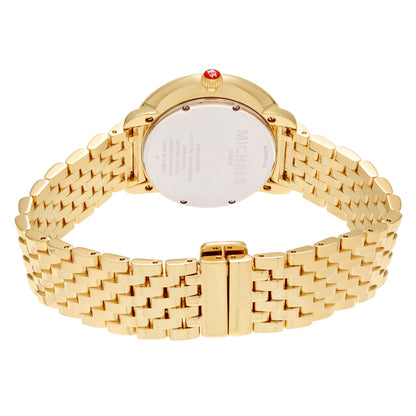 Michele Serein Mid Fan Patterned White & Blue Diamond Dial Ladies Fashion Watch MWW21B000102